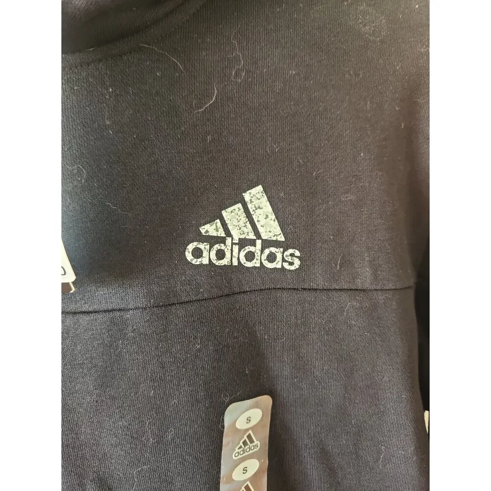 Adidas Logo Black Hoodie Pullover Men's Size Small NWT